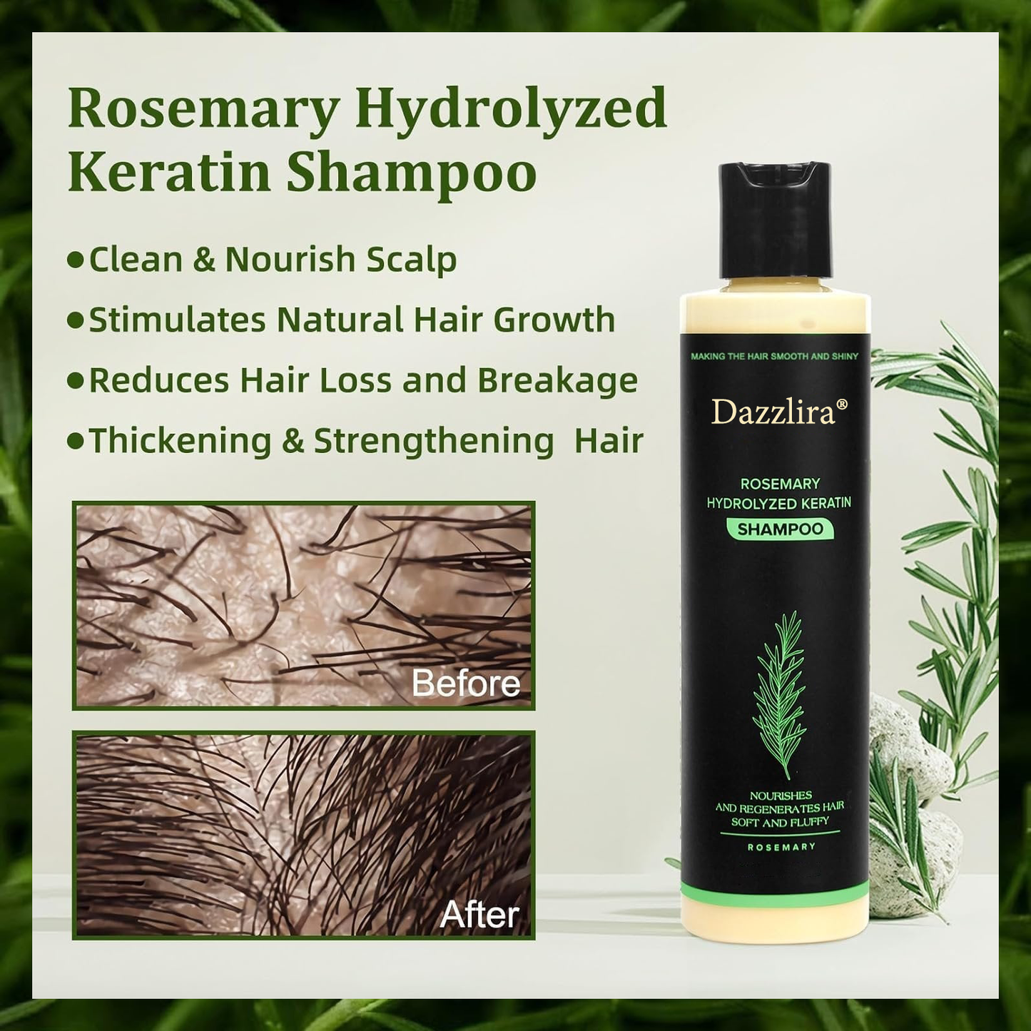 🔥LAST DAY 50% OFF - 🎅Dazzlira® Organic Rosemary Hair Growth Shampoo Designed & Developed in Los Angeles, CA Sh